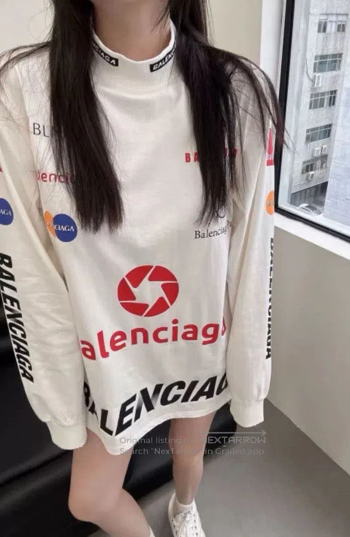 Balenciaga Balenciaga White Logo Racing Longsleeve. Size US XS / EU 42 / 0 - 4 Thumbnail