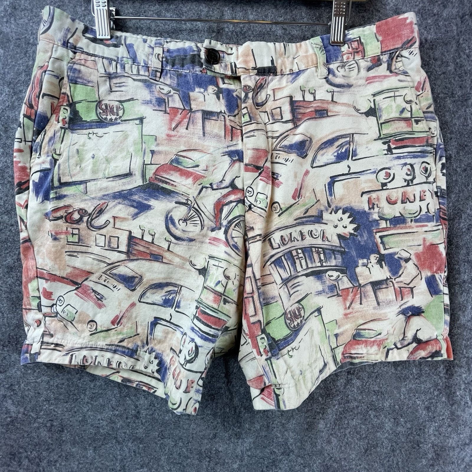 Hentsch Man Hentsch Man Shorts Mens 36 Colorful Art Retro City Print Size US 36 / EU 52 - 1 Thumbnail
