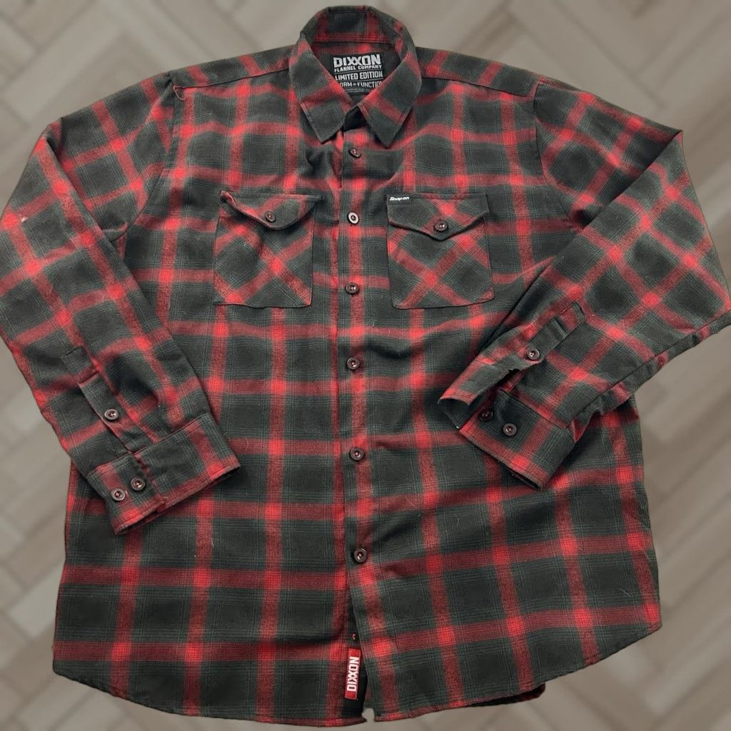 Vintage Dixxon Flannel Button-Up Shirt XL Red Mens Plaid Limited Edition Long Sleeve Bulleted Button Pockets Front Size US XL / EU 56 / 4 - 1 Thumbnail