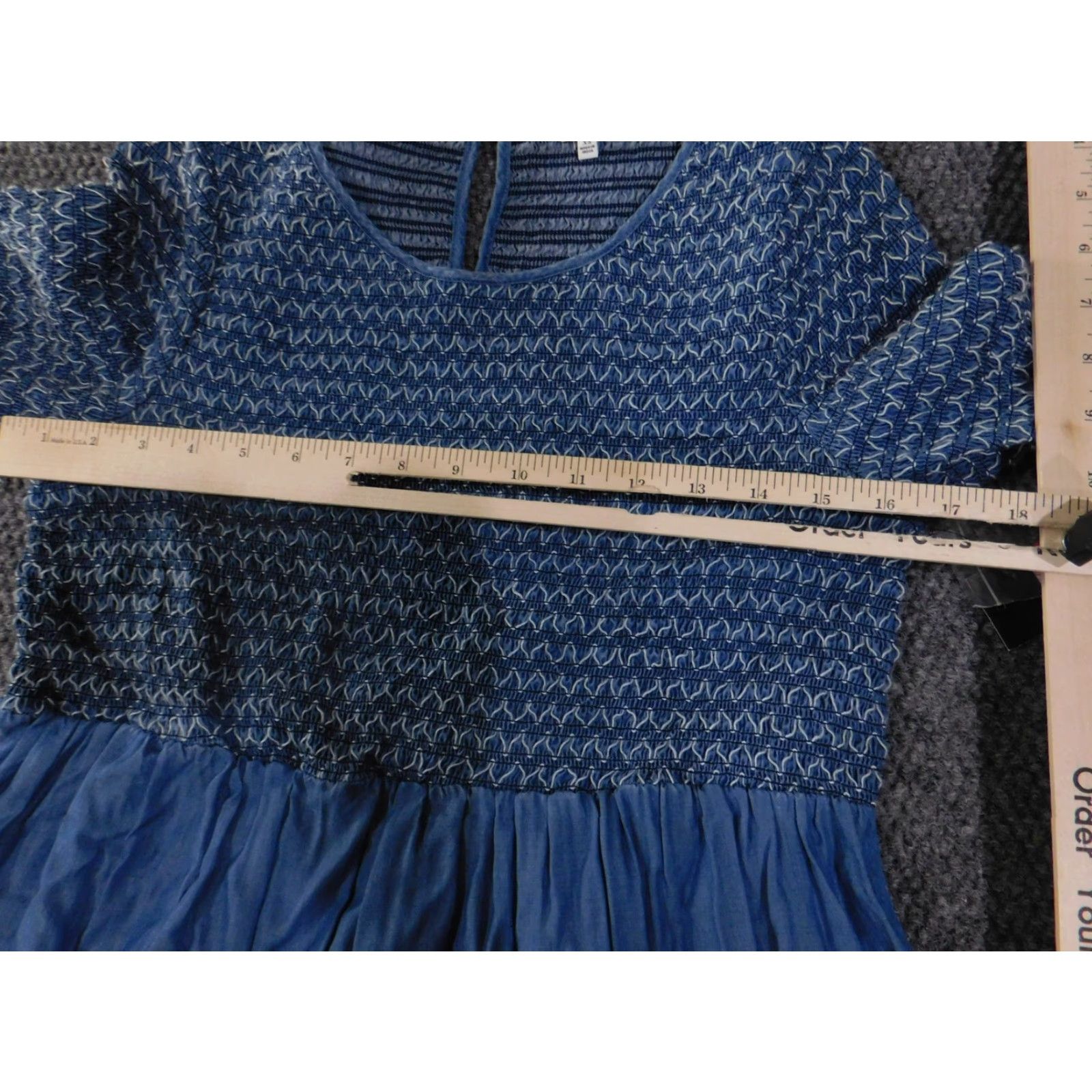 Vintage Crown & Ivy Dress Womens XS Chambray Smocked Sleeve Tencel Boho NWT Size XS / US 0-2 / IT 36-38 - 5 Thumbnail