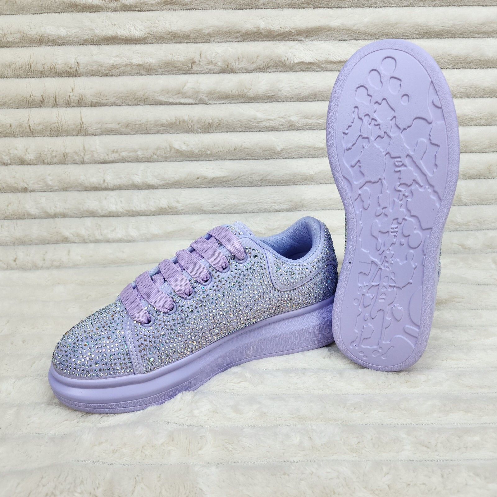Other Cush Baby Lilac Purple Rhinestone Sneakers Tennis Shoes (US Size US 6 / IT 36 - 2 Thumbnail