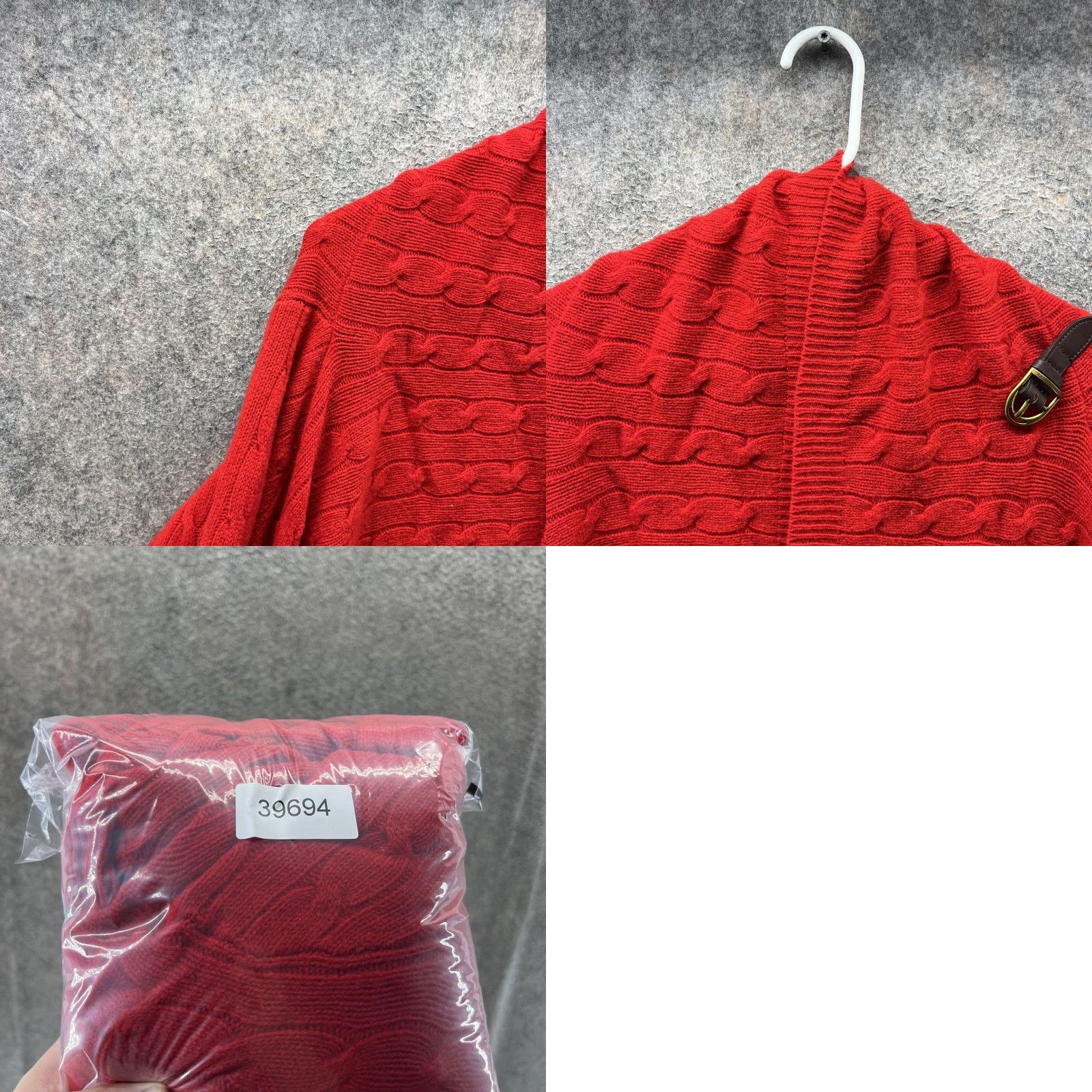 Ralph Lauren Ralph Lauren Wrap Cardigan Sweater Womens Large Red Knit Buckle Wool Cashmere Leather Buckle Detail Size L / US 10 / IT 46 - 8 Thumbnail