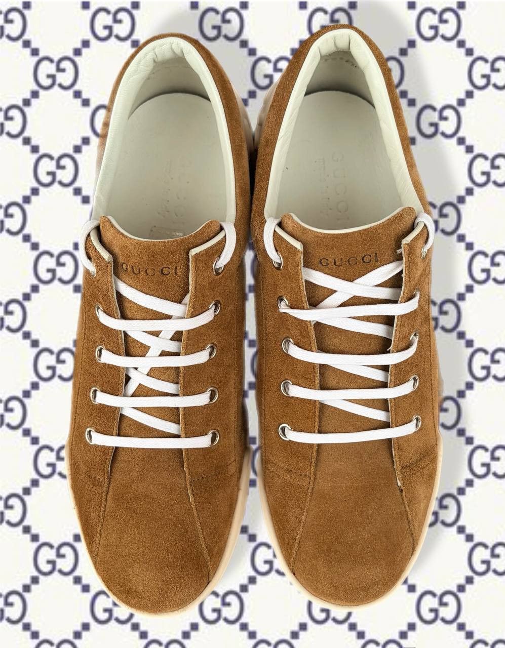 Gucci Gucci Script Logo Shoes Men's Size 41 Brown Suede Sneakers Size US 8 / EU 41 - 7 Thumbnail