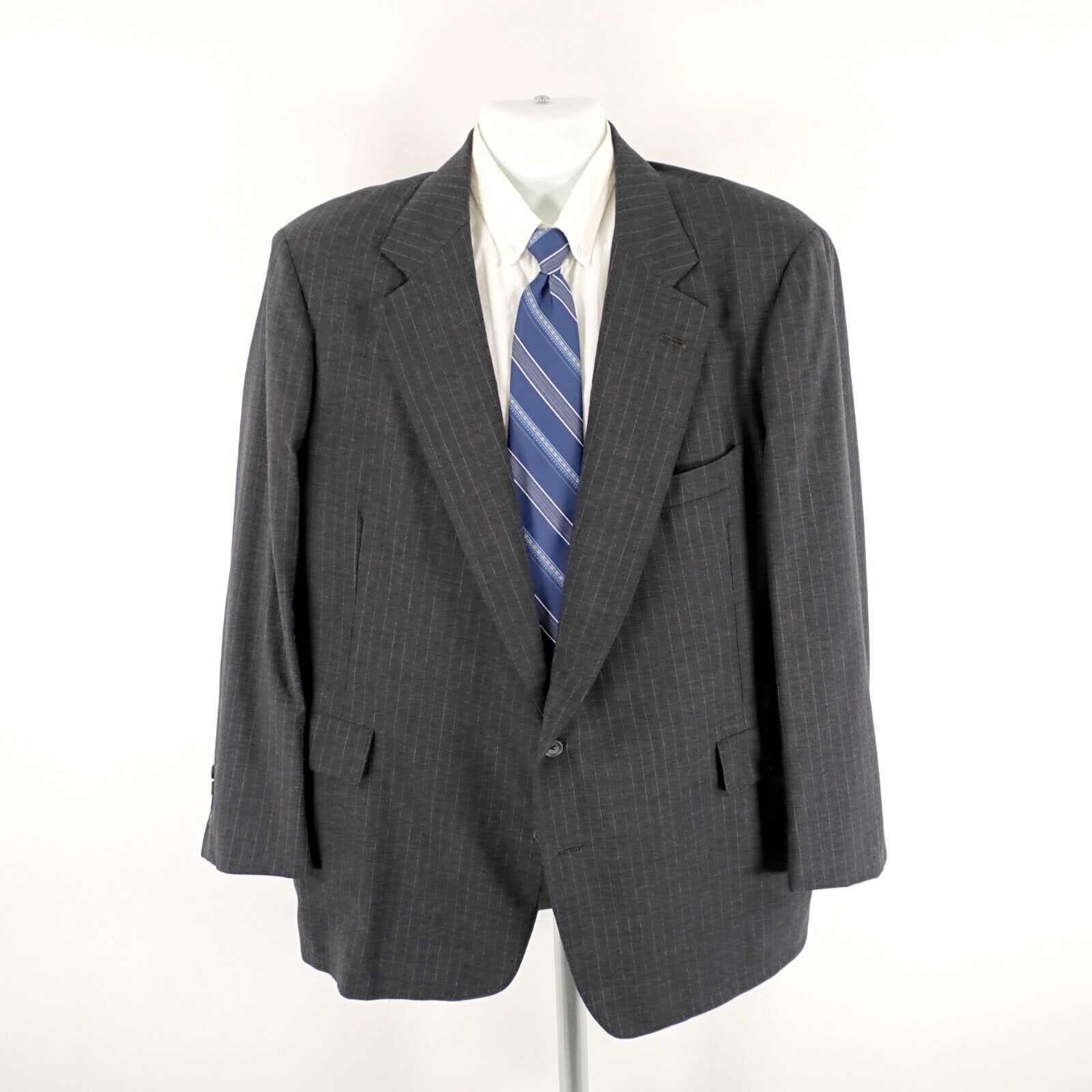 Nordstrom Nordstrom Wool Gray Striped 2 Button Suit Jacket 46R Size 46R - 5 Thumbnail