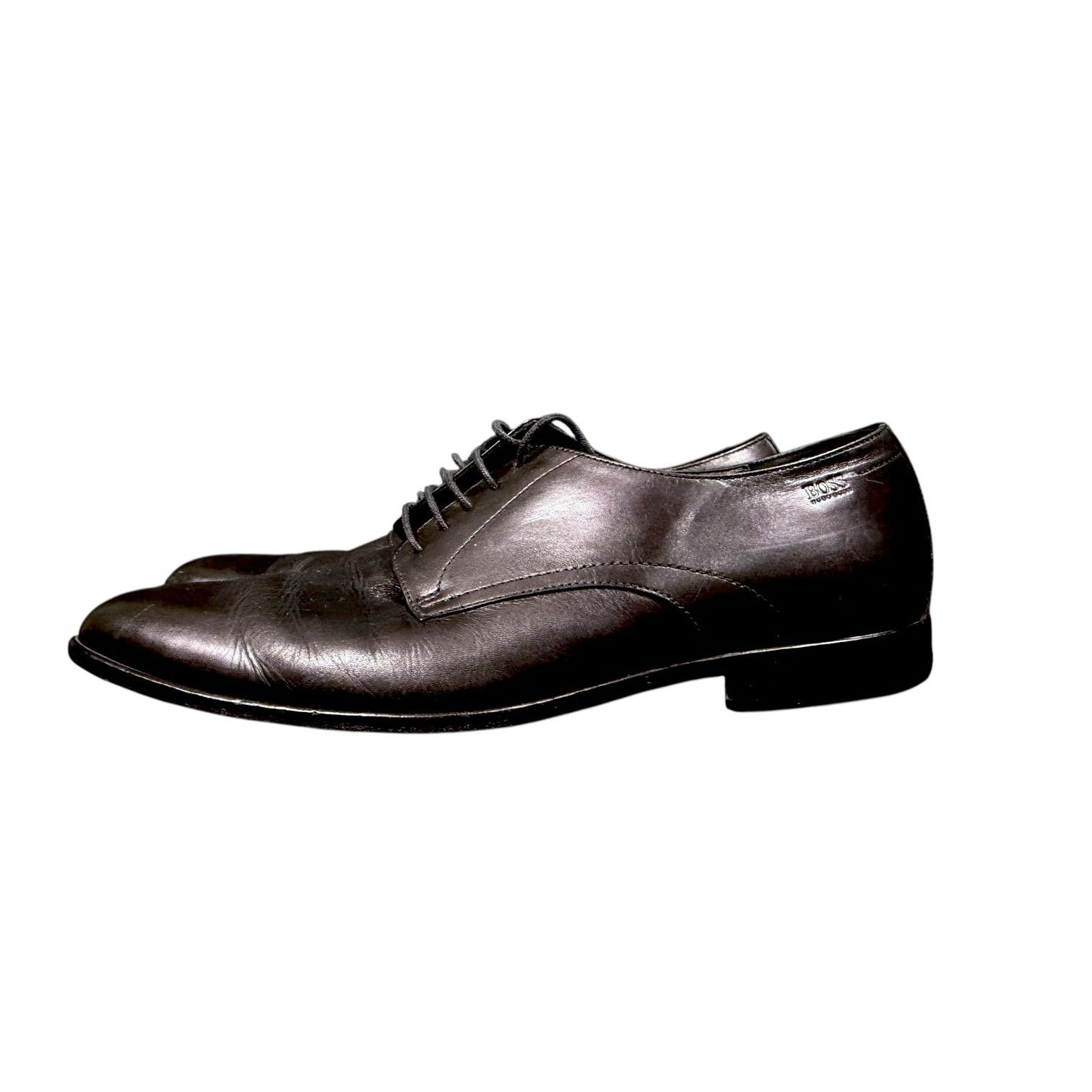 Hugo Boss Men's Hugo Boss Brown Leather Derby Lace Round Toe Shoes 8.5 Size US 8.5 / EU 41-42 - 3 Thumbnail