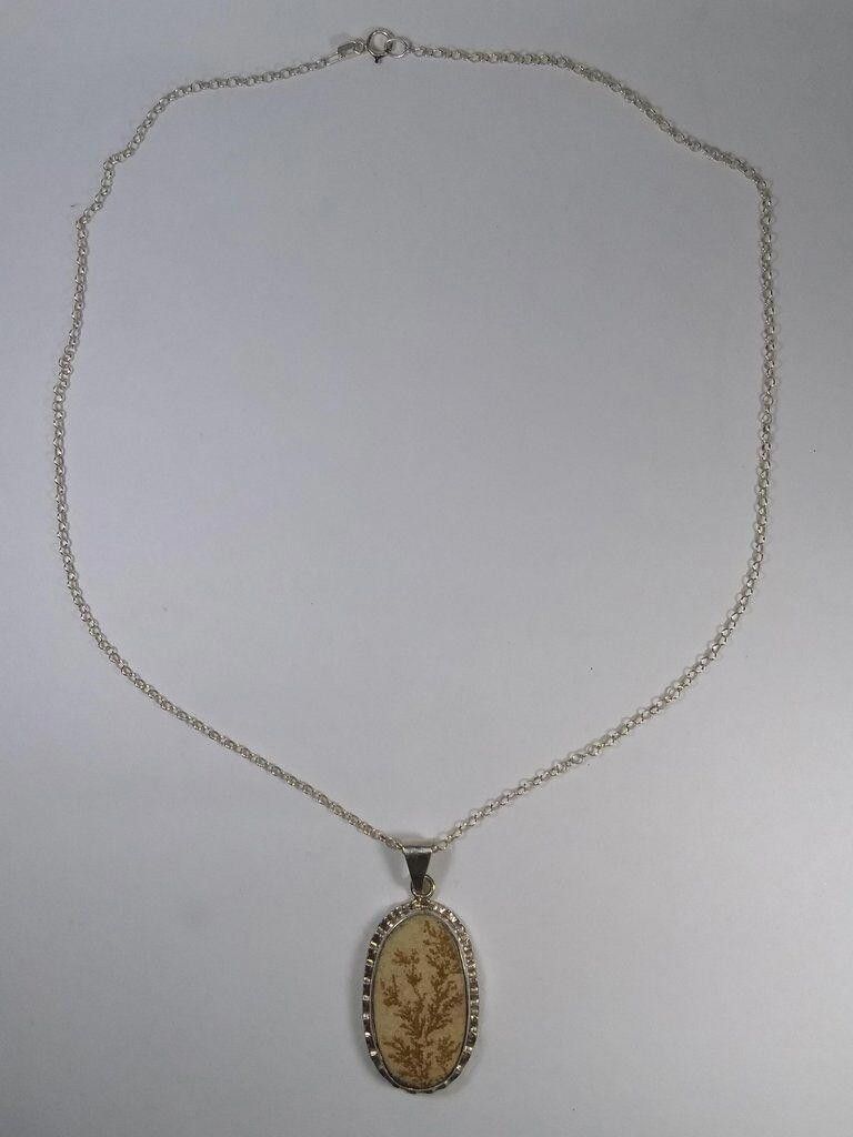 Handmade Mexican Handmade Sterling Bezel Set Dendrite Fossil Necklace Size ONE SIZE - 6 Thumbnail