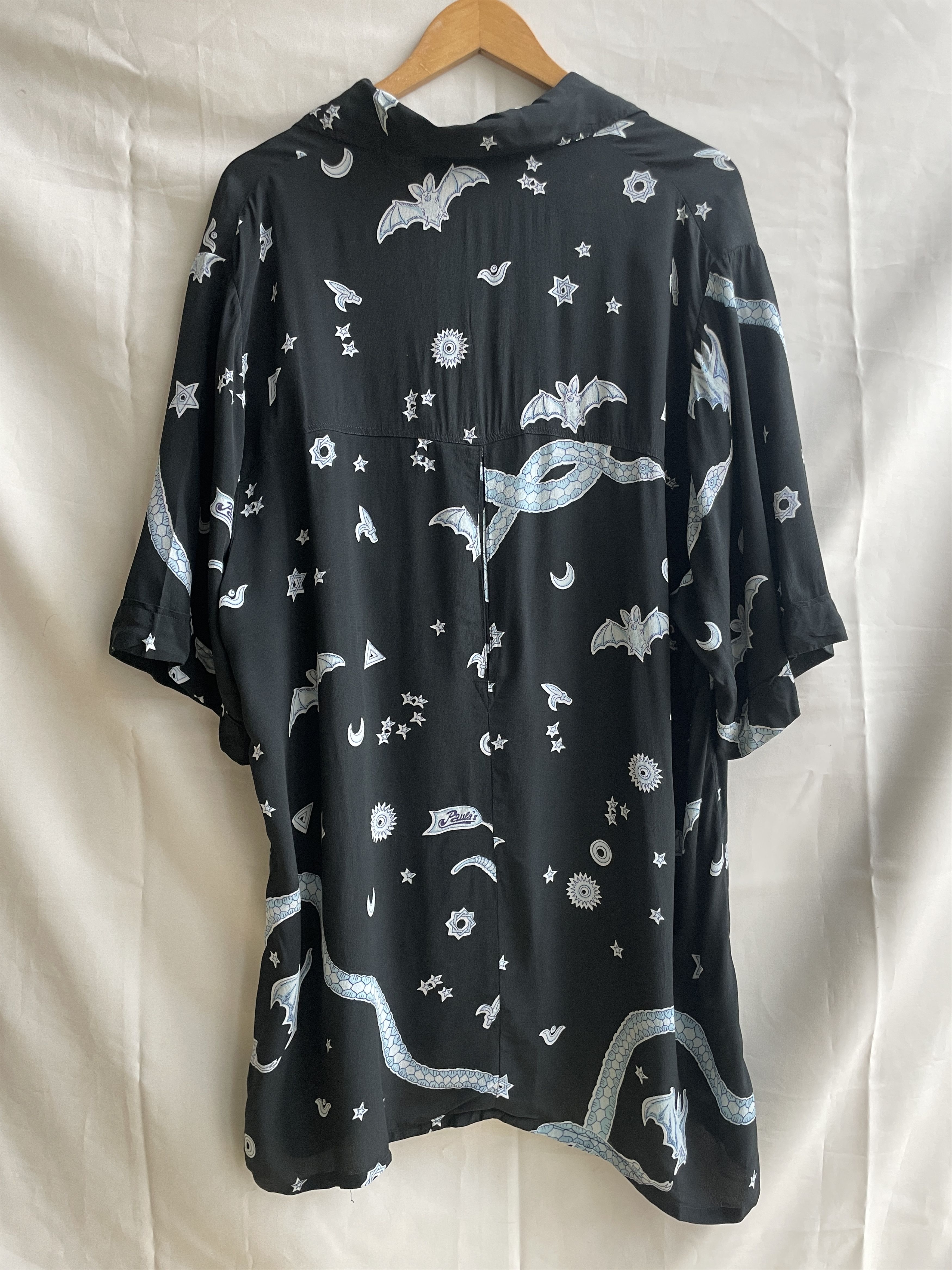 Vintage Paula & Mopitz Ibiza Loewe VTG 70s Silk Relaxed Tunic Blouse Size L / US 10 / IT 46 - 2 Thumbnail