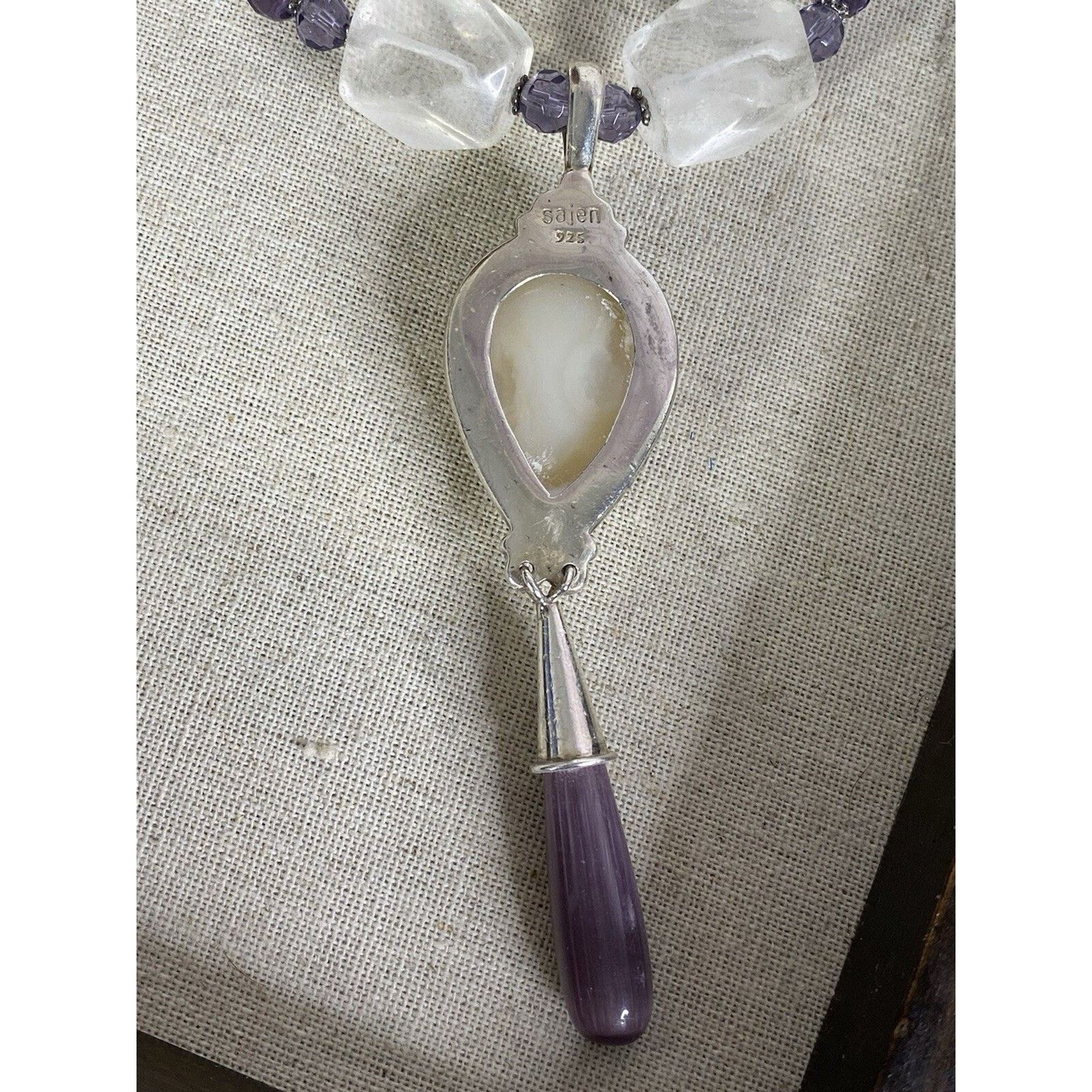 The Unbranded Brand SAJEN 925 STATEMENT PURPLE Catseye & DRUZY QUARTZ NECKLACE Size ONE SIZE - 7 Thumbnail