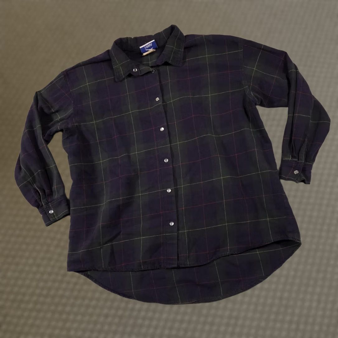 Vintage HANA Shirt Womens One Size Green Plaid Flannel Long Sleeve Pearl Snap Front Size ONE SIZE - 1 Thumbnail