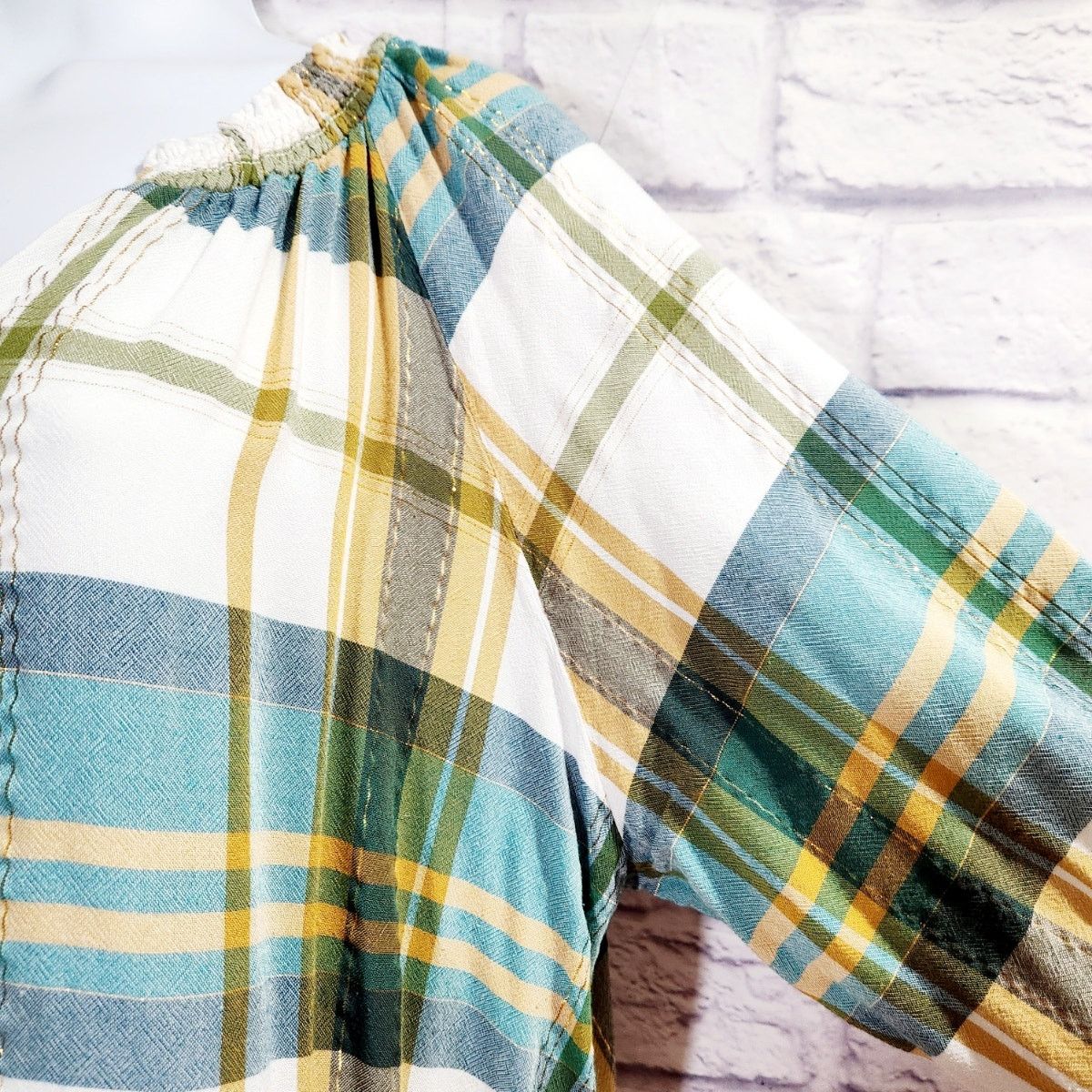 Other Cato White Green Gold Plaid V Neck Top 14W 16W Plus Size XXL / US 16-18 / IT 52-54 - 3 Thumbnail