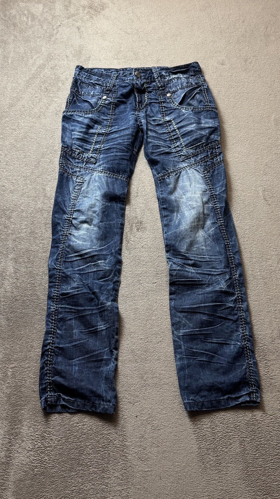 Le Grande Bleu (L.G.B.) Y2K Straight Multipocket Sick Distressed Washed Jean lgb ysl Size US 31 - 3 Thumbnail