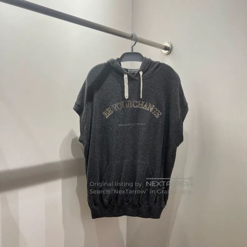 Brunello Cucinelli Brunello Cucinelli Hooded drop shoulder slogan letter shor Size M / US 6-8 / IT 42-44 - 1 Thumbnail