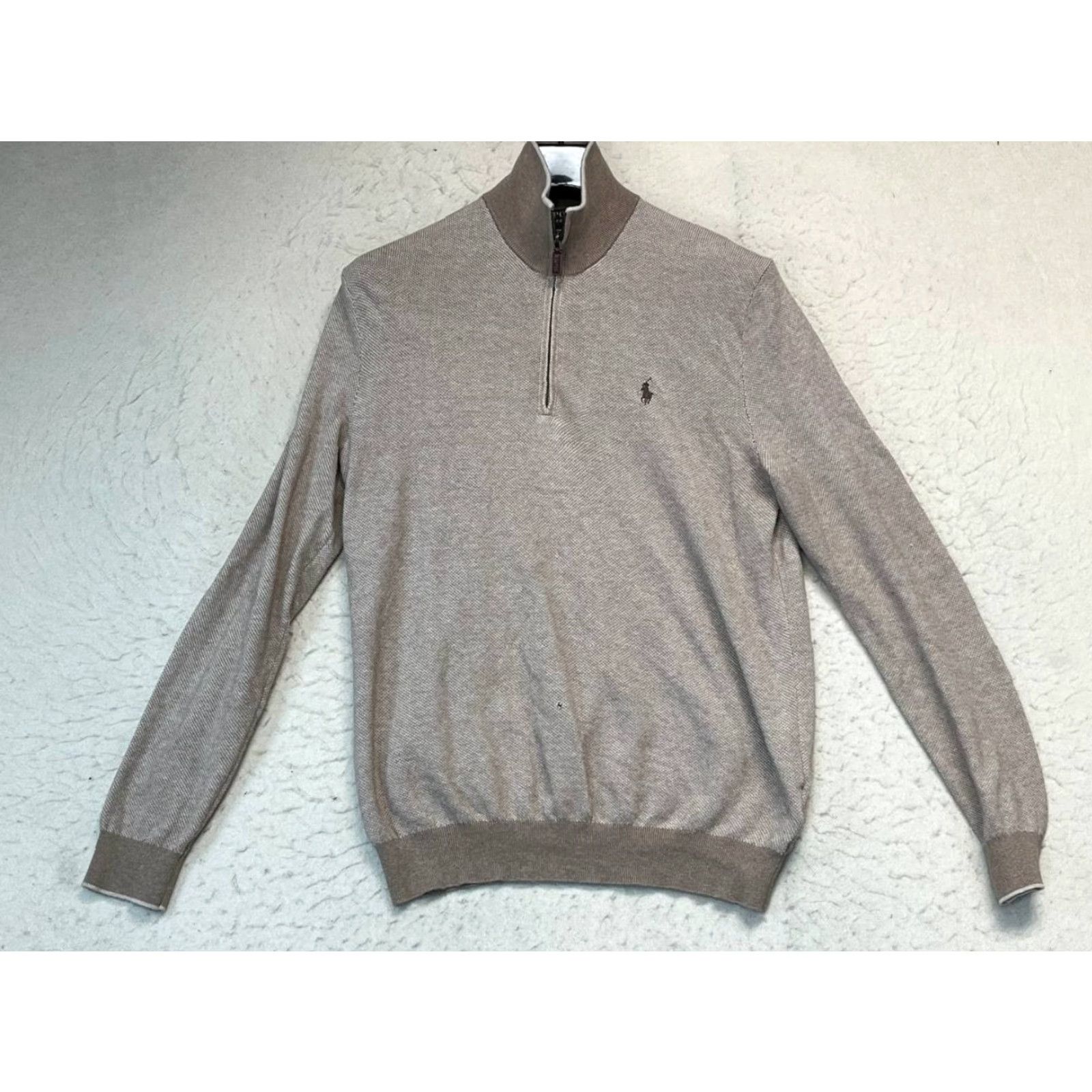 Polo Ralph Lauren Polo Ralph Lauren Sweater Men M Sand Knit 1/4 Zip Mock Neck Logo Classic Pullover Lightweight Size US M / EU 48-50 / 2 - 2 Thumbnail