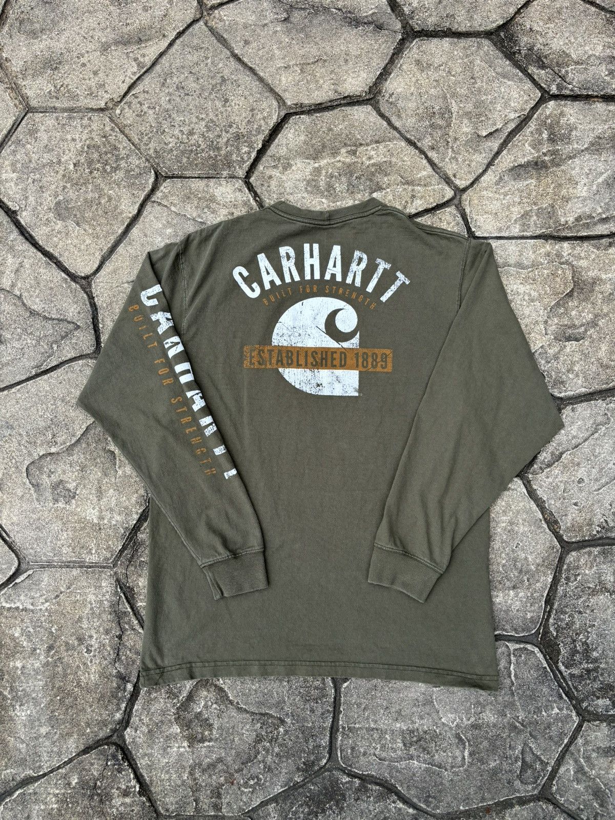 Carhartt × Vintage Y2K Carhartt Forrest Green Graphic Long Sleeve Size US M / EU 48-50 / 2 - 1 Thumbnail
