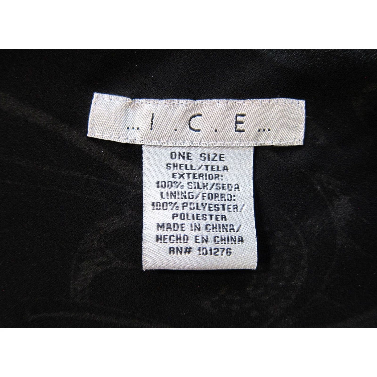 Vintage I.C.E 100% Silk Black White Floral Asymmetrical Flare Sleeve Blouse Top Women OS Size ONE SIZE - 3 Thumbnail