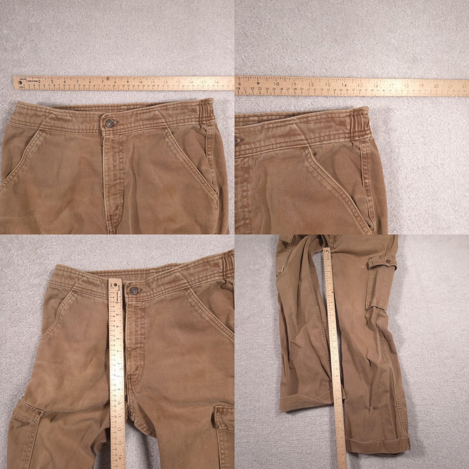 Vintage L.L.Bean Cargo Pants Mens 32x30 Brown Elastic Waist Utility Casual Workwear Pants Mens Brown Cargo Straight Leg Front Zip Button Closure Pockets 32x30 Size US 32 / EU 48 - 9 Thumbnail
