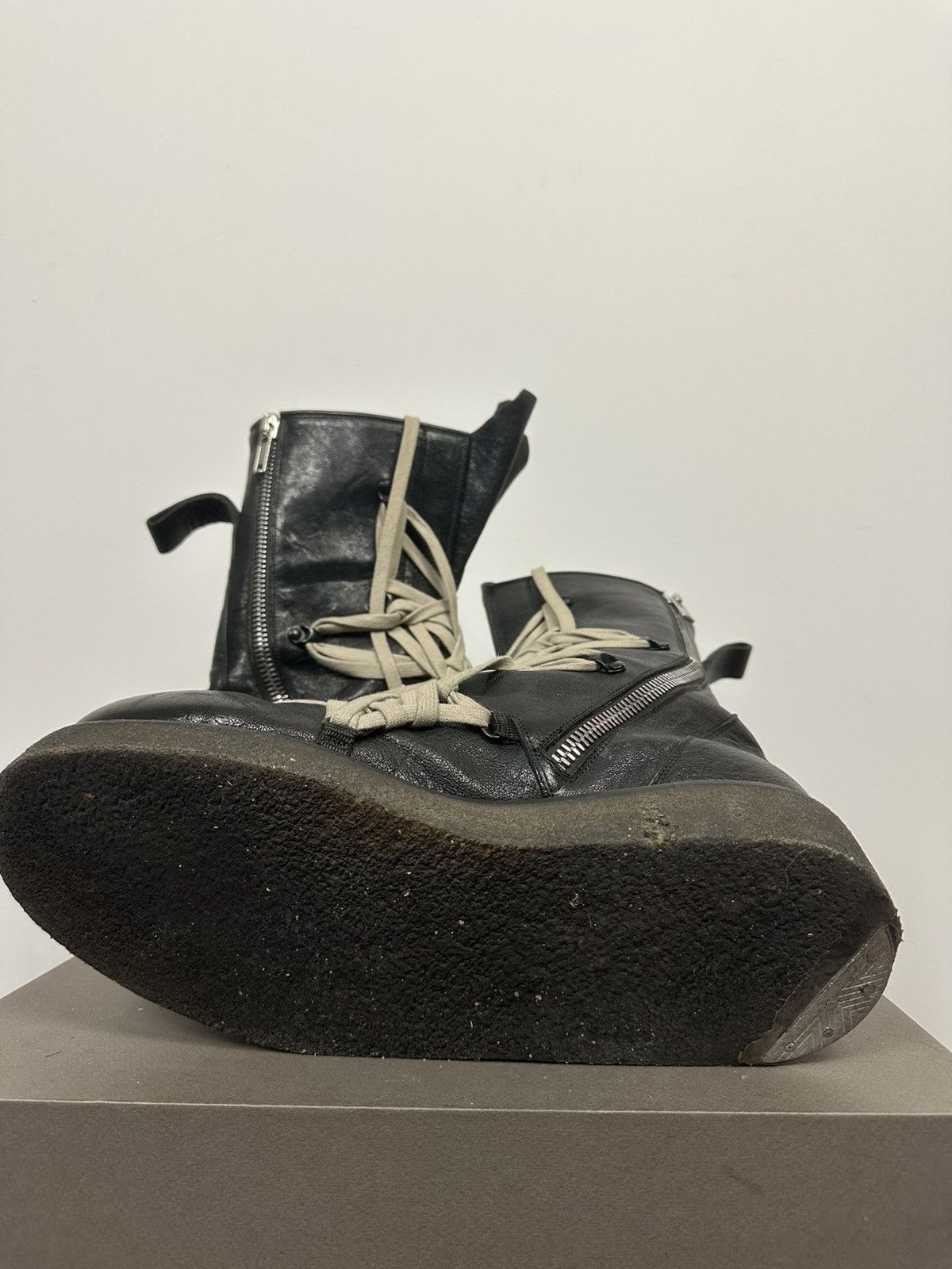 Rick Owens SS20 ‘TECUATL’ Megalace Pentalace Crepe Sole Boots Size US 13 / EU 46 - 8 Thumbnail