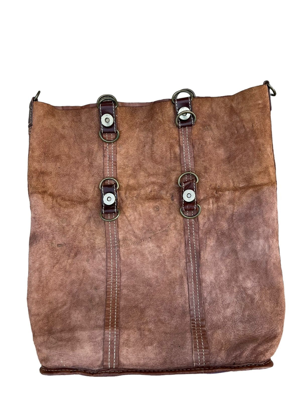 Leather Vintage Rei Japan 2 Way Patina Leather Bag Size ONE SIZE - 20 Thumbnail