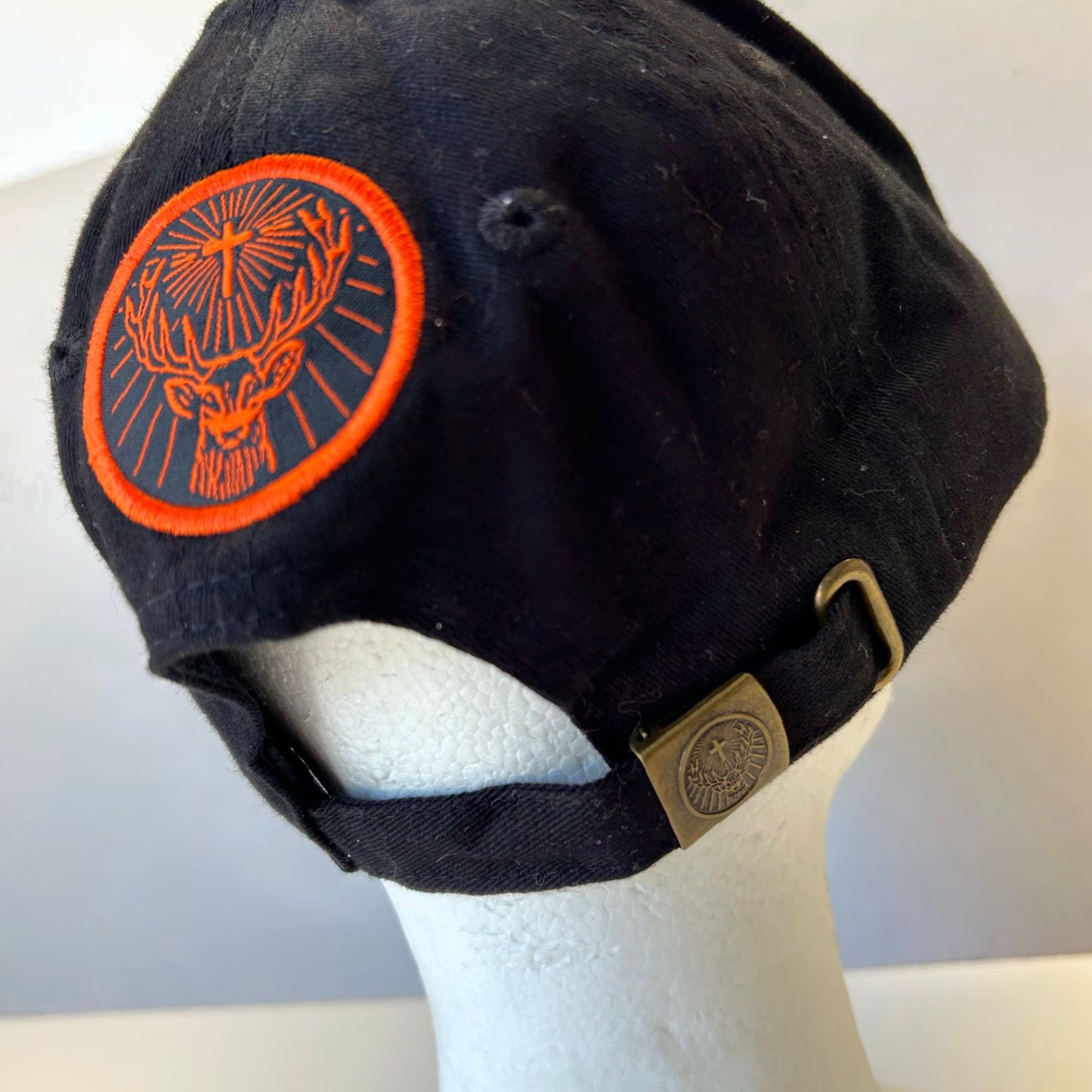Vintage VINTAGE Jagermeister Strapback Dad Hat Black Deer Cross Patch Embroidered Orange Hat Adjustable Unisex Adults One Size Black 90s Hunting Sports USA Size ONE SIZE - 5 Thumbnail