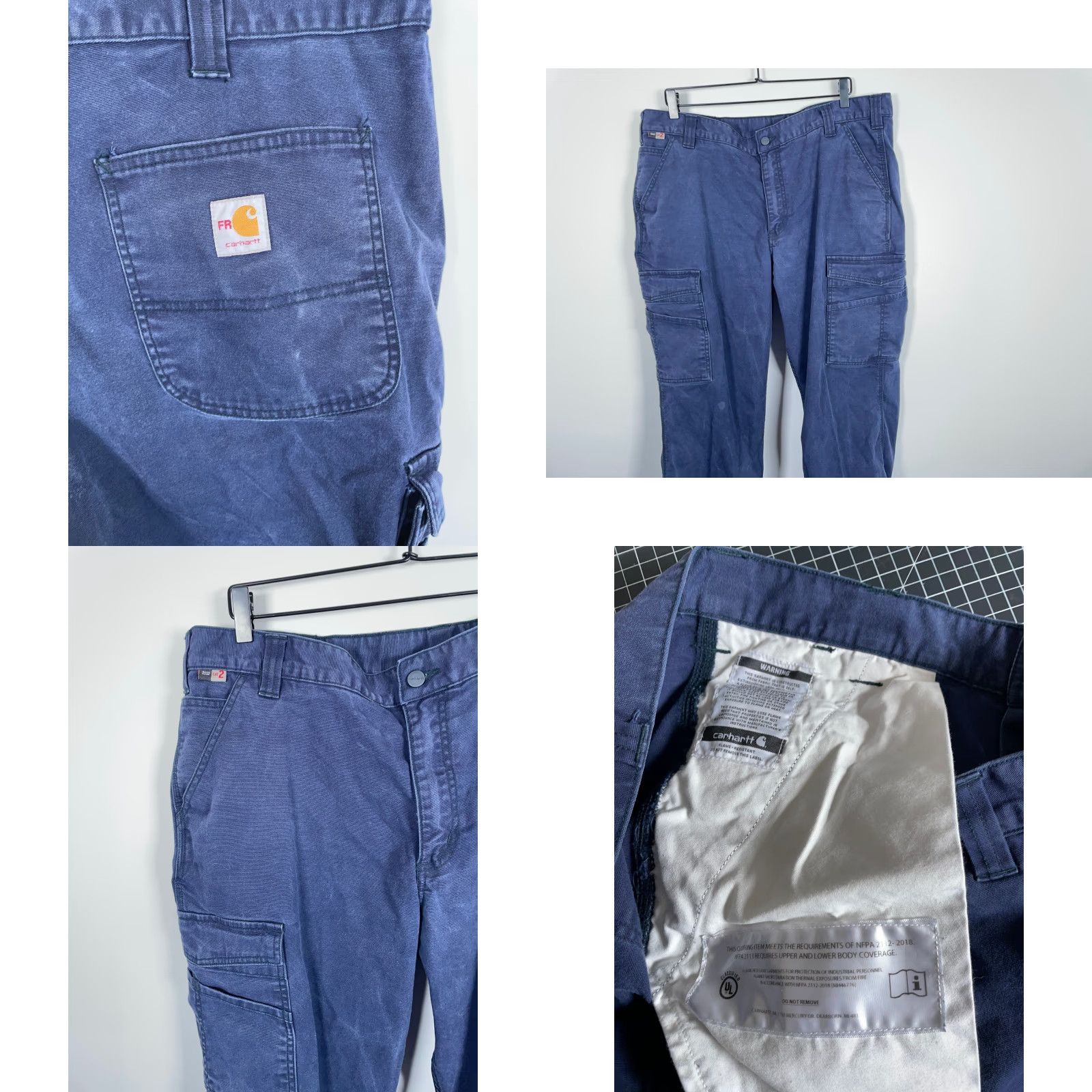 Carhartt Carhartt Flame Resistant Cargo Pants Men's 40 x 29 Dark Blue Canvas Rugged Flex Size US 40 / EU 56 - 9 Thumbnail