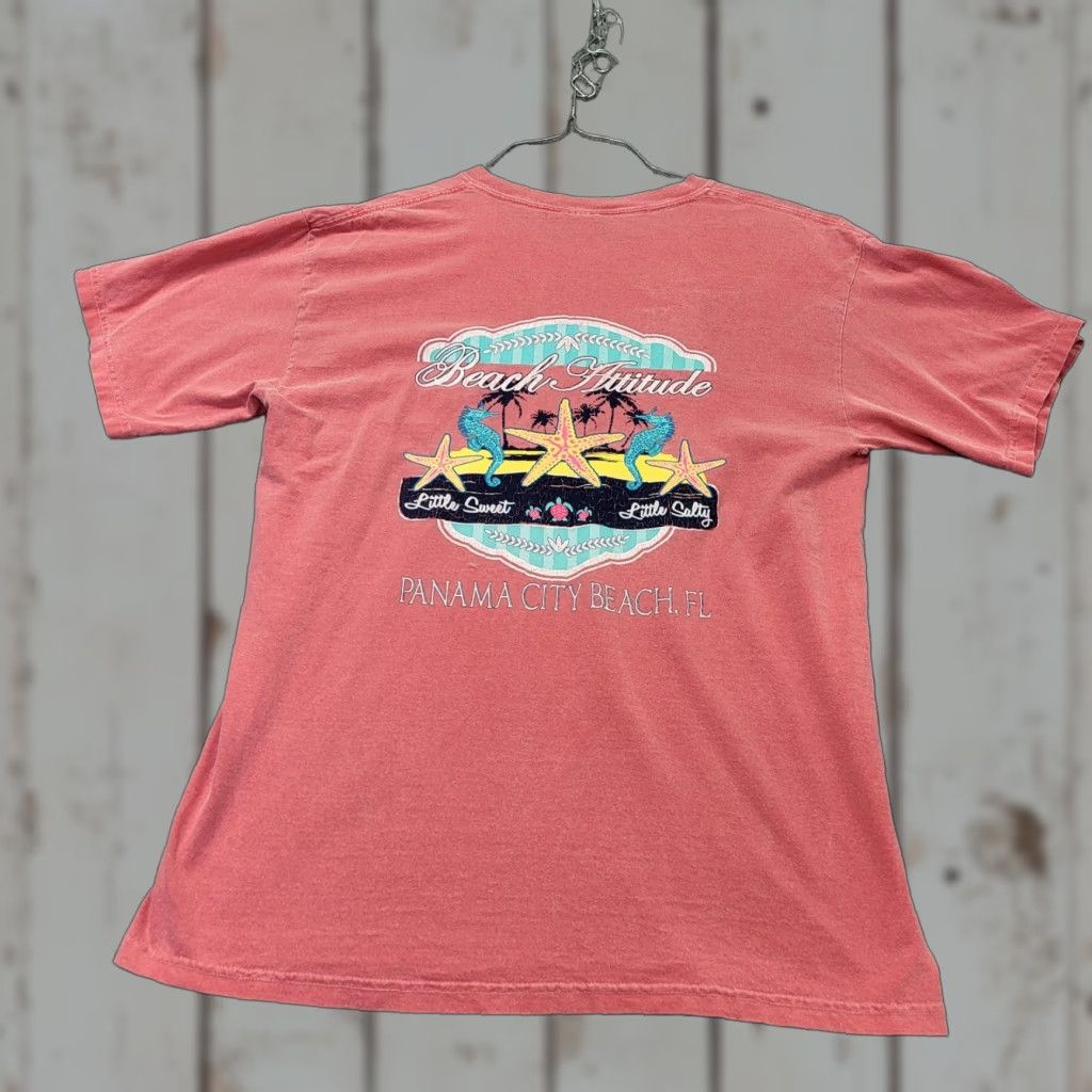 Comfort Colors Comfort Colors Tshirt Womens L Beach Attitude Panama City Beach Florida Beach Love Preppy Casual Short Sleeve Cotton T-Shirt Womens Size L / US 10 / IT 46 - 1 Thumbnail