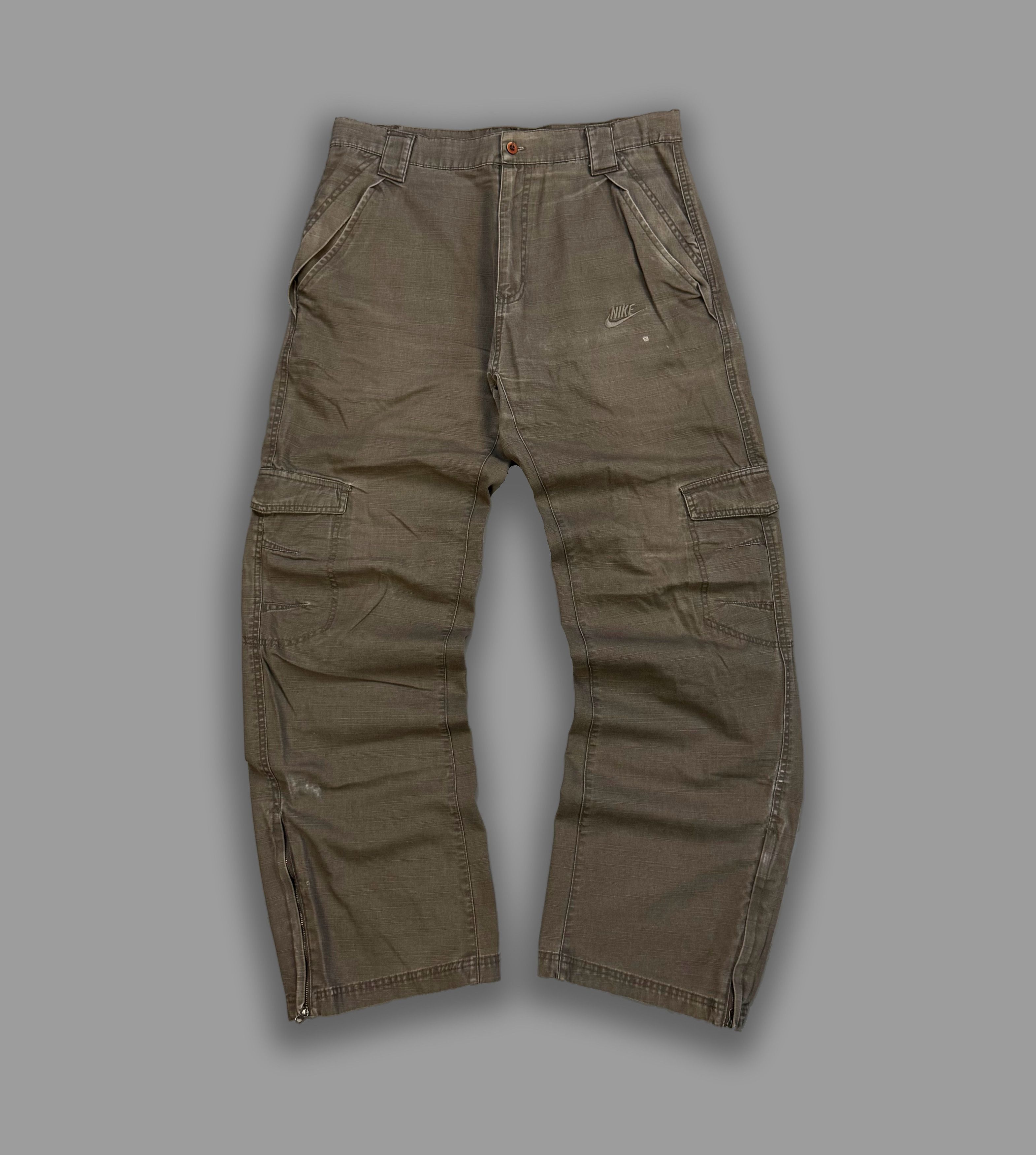 Nike × Vintage NIKE CARGO VINTAGE FADED PANTS KHAKI DIRTY DISTRESSED Y2K Size US 32 / EU 48 - 2 Thumbnail