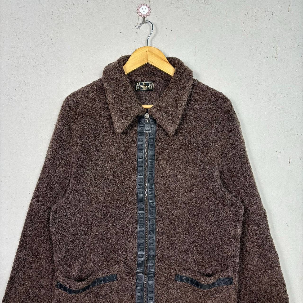 Fendi Vtg 90s FENDI Jeans Teddy Fleece Jacket Brown Wool Size 42 Size US L / EU 52-54 / 3 - 3 Thumbnail