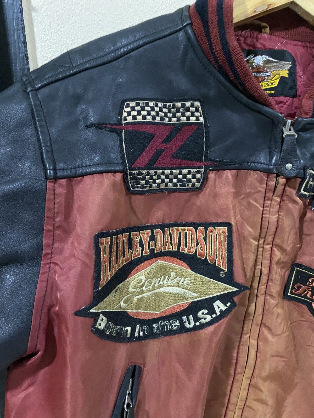 Harley Davidson Harley Davidson 90s Sunfaded Bombers Leather Trim Size US L / EU 52-54 / 3 - 6 Thumbnail