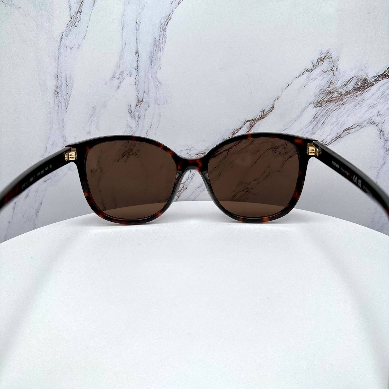 Prada New PRADA Sunglasses Brown Square Gold Logo Tortoise Size ONE SIZE - 16 Thumbnail