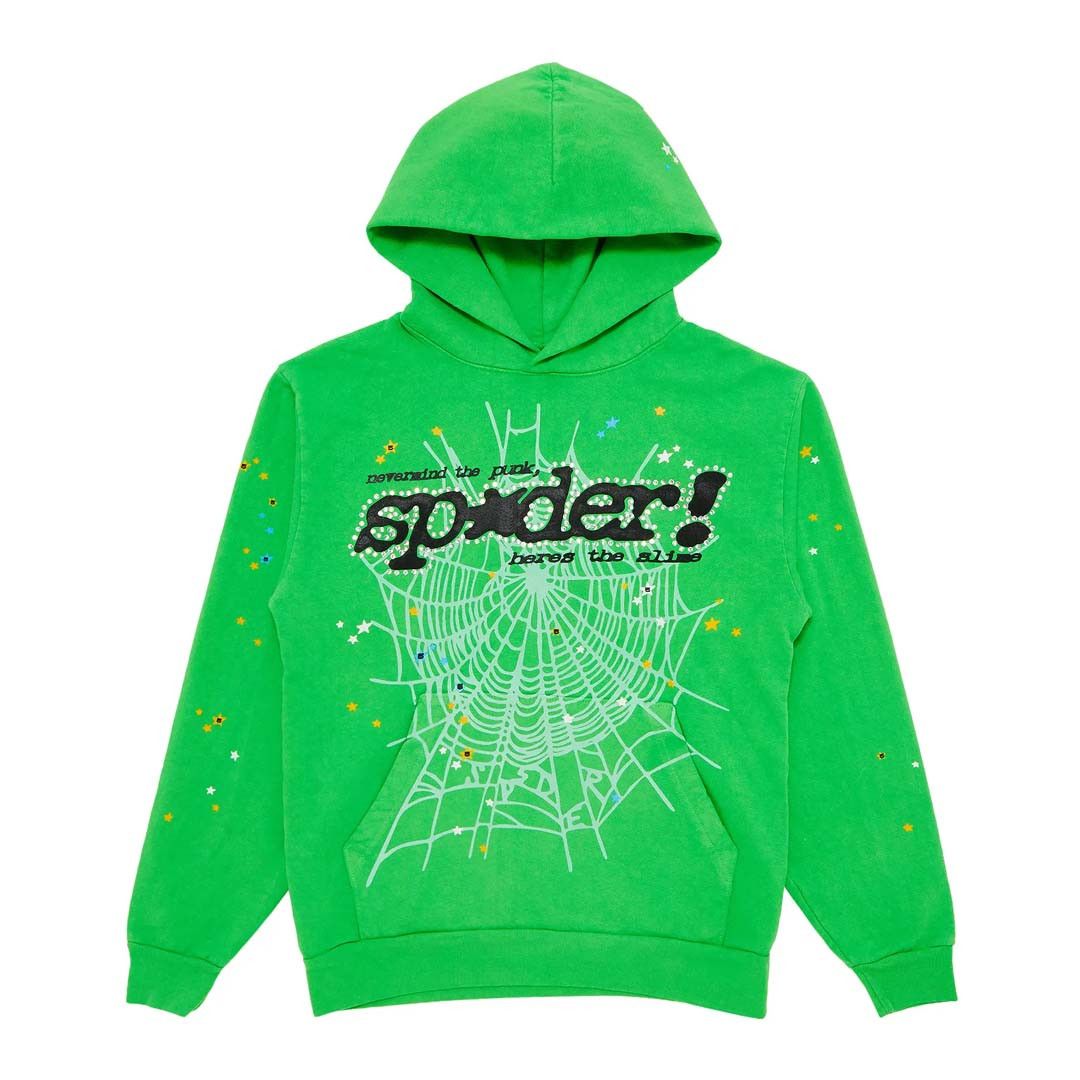 Sp5der Slime Green Rhinestone Punk V2 Hoodie Size US L / EU 52-54 / 3 - 1 Thumbnail