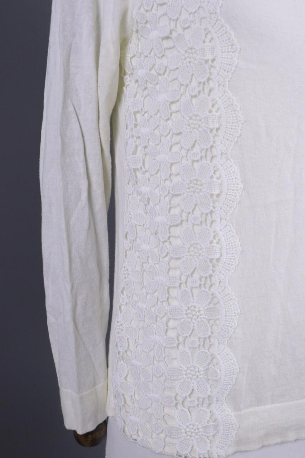 J.Crew J.Crew White Embroidered Floral Lace Knit Sweater Size M Size M / US 6-8 / IT 42-44 - 5 Thumbnail