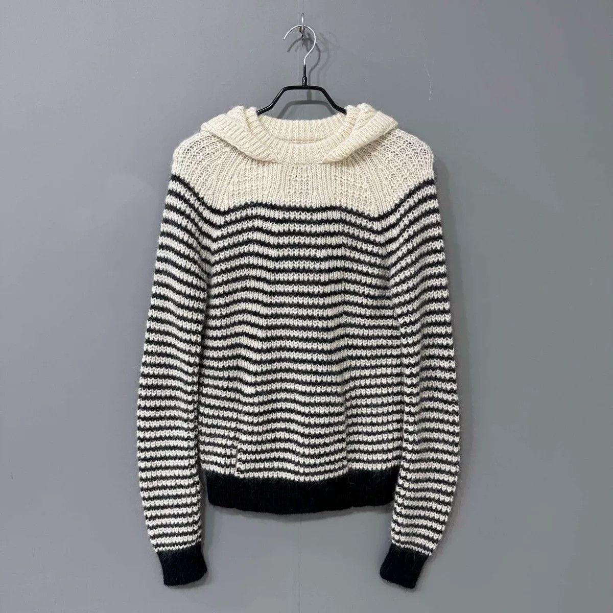 Saint Laurent Paris Saint Laurent Striped Hooded Knit Sweater Size S / US 4 / IT 40 - 1 Thumbnail