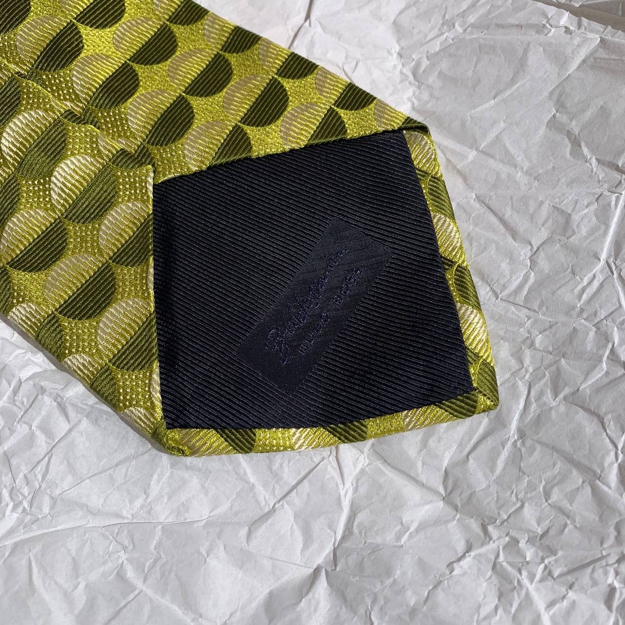 Baldessarini × Hugo Boss × Vintage Baldessarini Hugo Boss vintage yellow-green silken tie Size ONE SIZE - 3 Thumbnail
