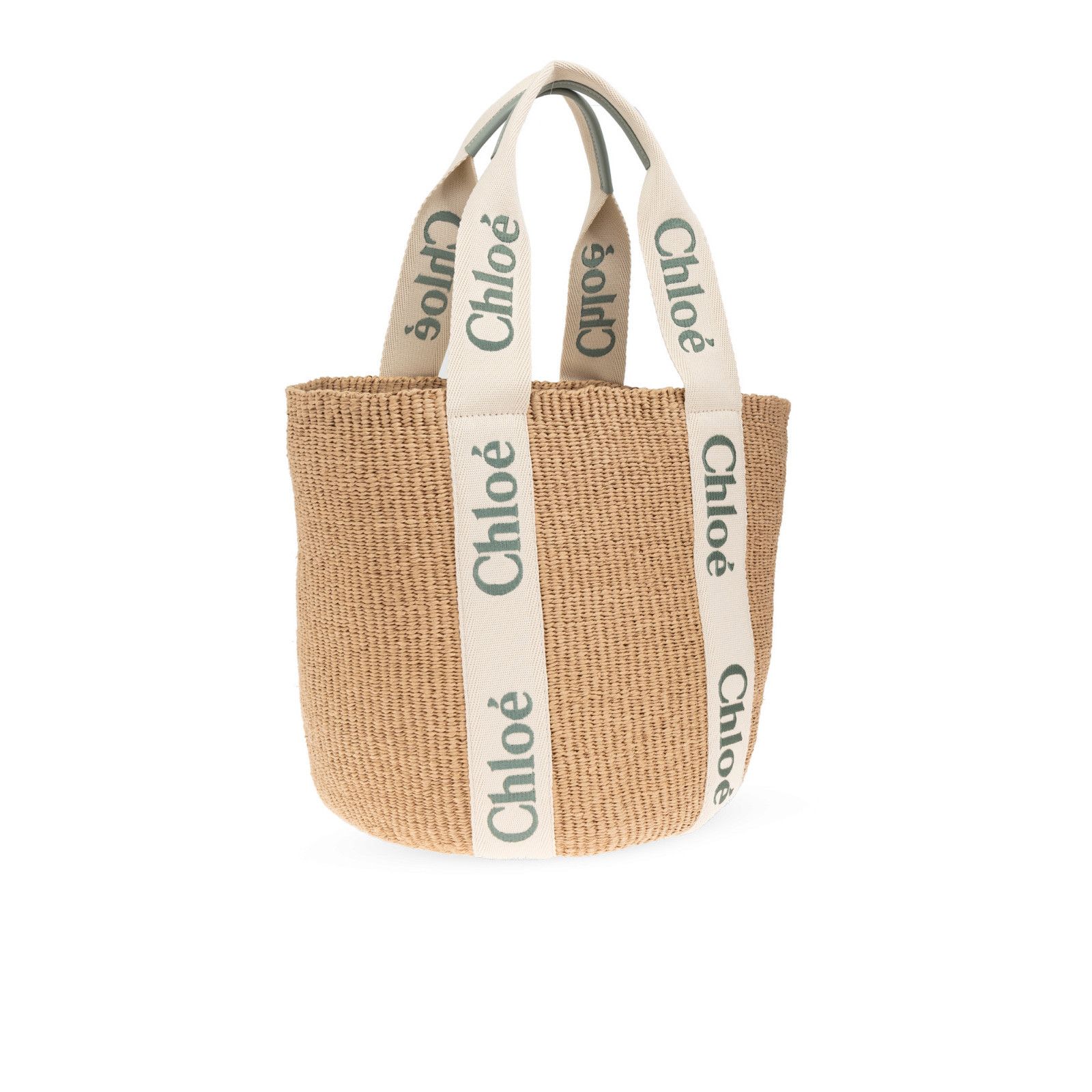Chloe Chloe Large Bluish Green Raffia-Effect Linen Basket Shoulder Size ONE SIZE - 3 Thumbnail