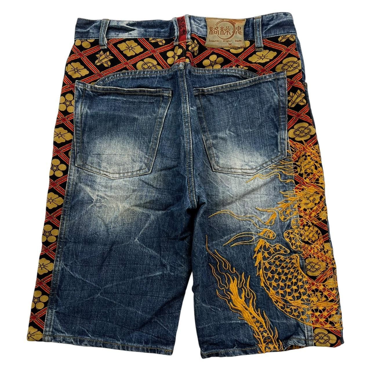Karakuri Tamashii Karakuri Tamashii Embroidered Dragon Denim Shorts - Waist 30 Size US 30 / EU 46 - 2 Thumbnail