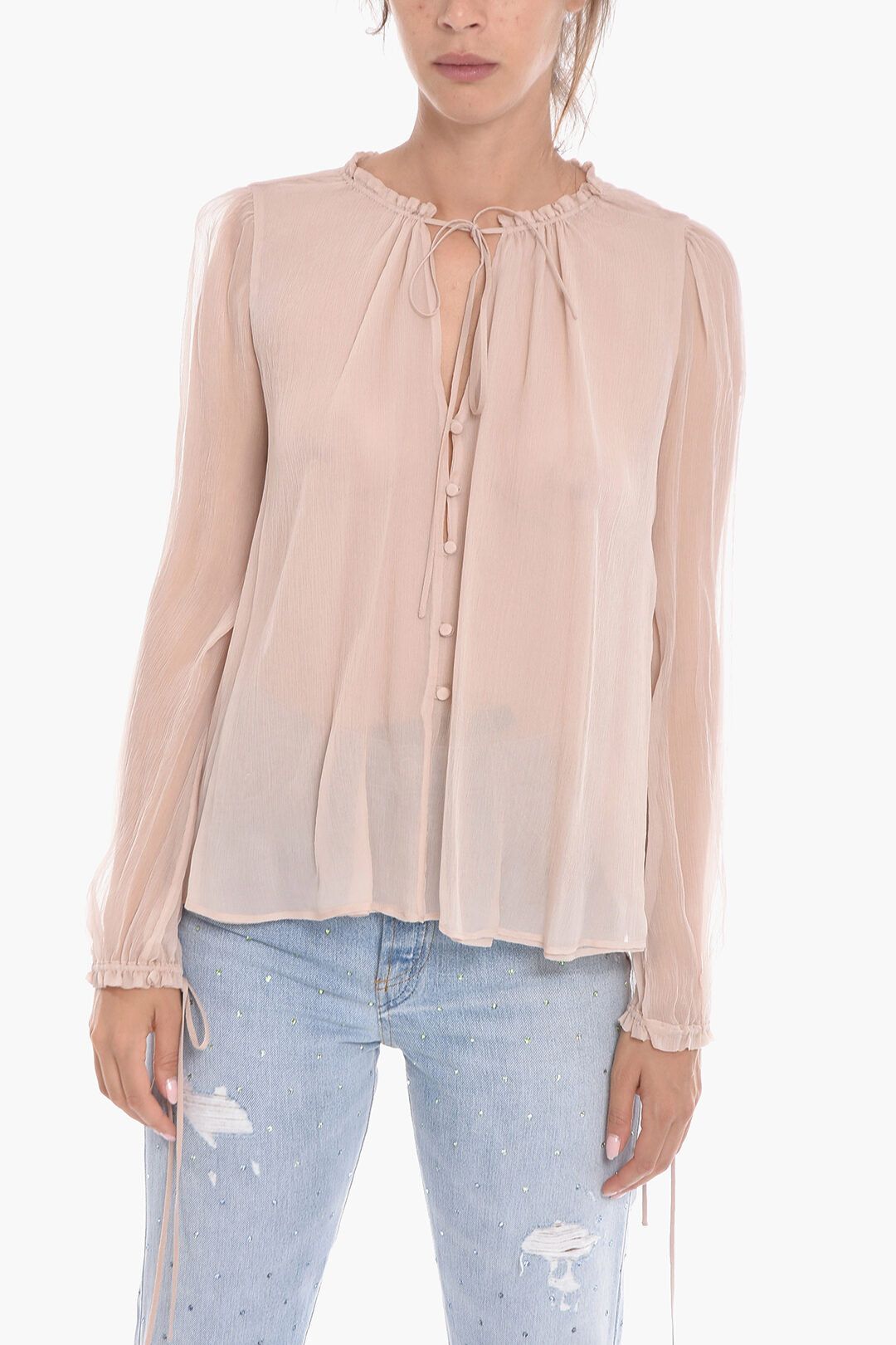 image of Amiri Og1Mm0124 Blouse In Pink, Women's (Size XS)