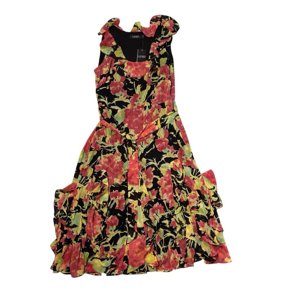 Ralph Lauren NWT New $245 Ralph Lauren Floral Crinkle Georgette Dress Si Size XL / US 12-14 / IT 48-50 - 6 Thumbnail