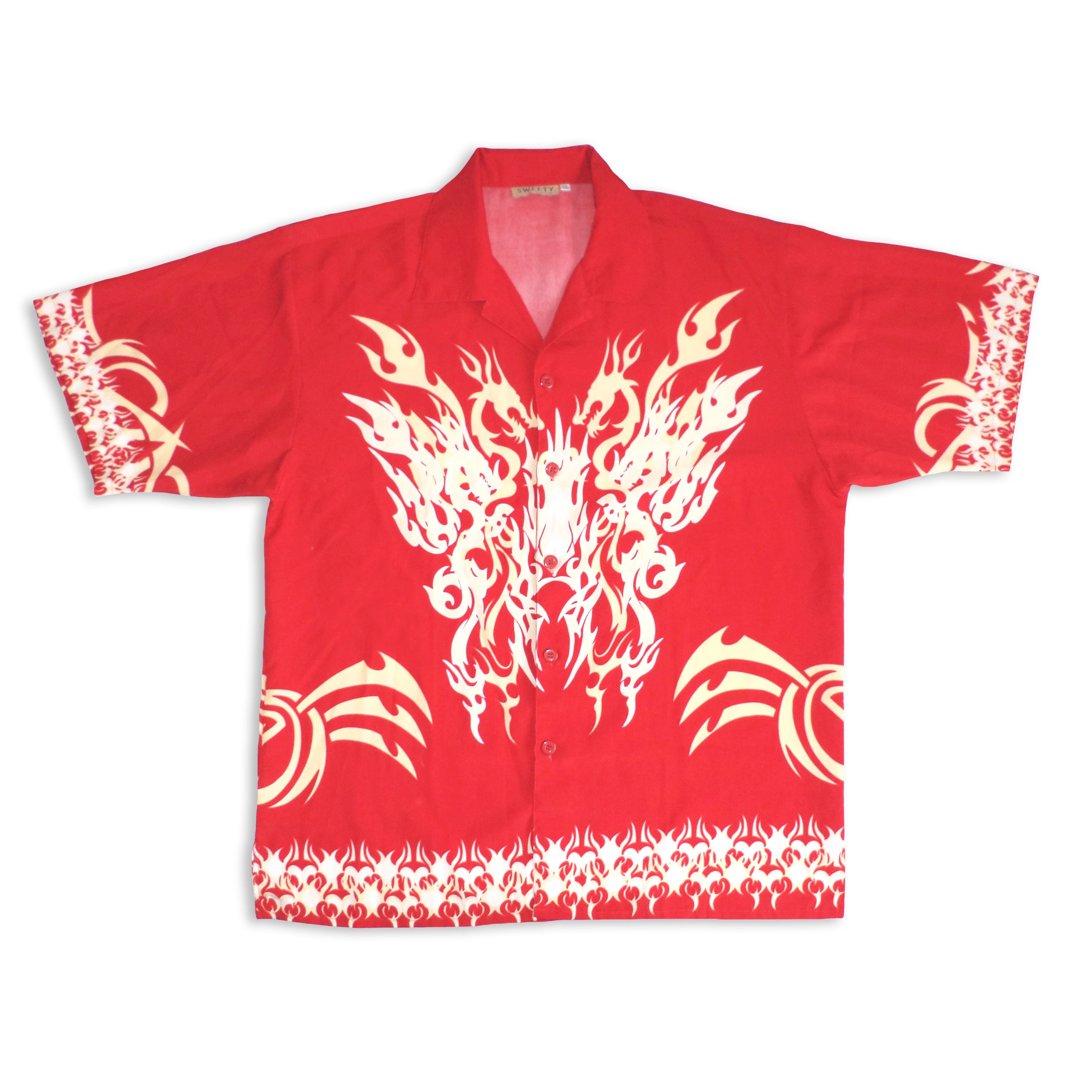 Other Vintage Y2K 90s DRAGON TRIBAL Button Up Shirt Short Sleeve Size US XXL / EU 58 / 5 - 2 Thumbnail