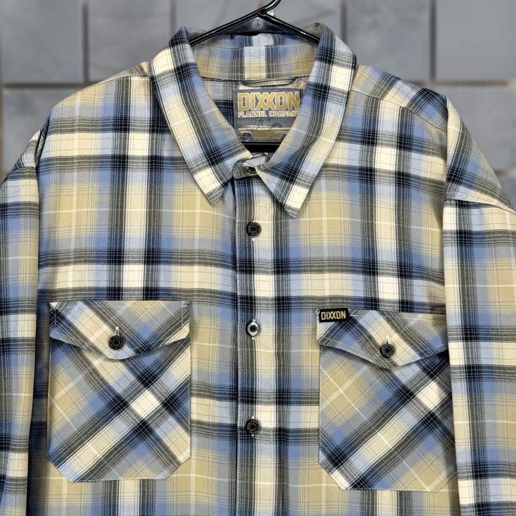 Vintage Dixxon Flannel Company Delmo Plaid Shirt Mens 3X Tan Blue Black D-Tech Button Up Shirt Size US XXL / EU 58 / 5 - 1 Thumbnail