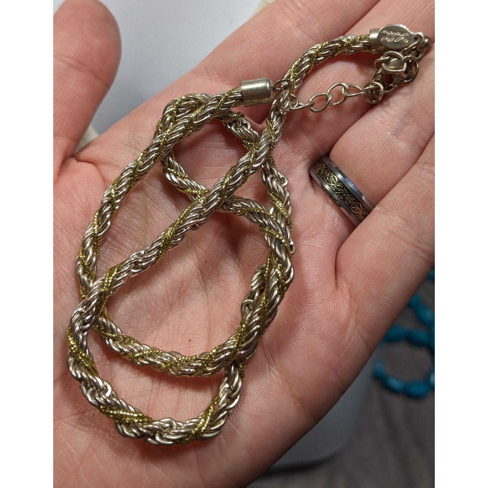Other Vintage Twisted Rope Chain Silver And Gold Tone Marked KR Size ONE SIZE - 3 Thumbnail