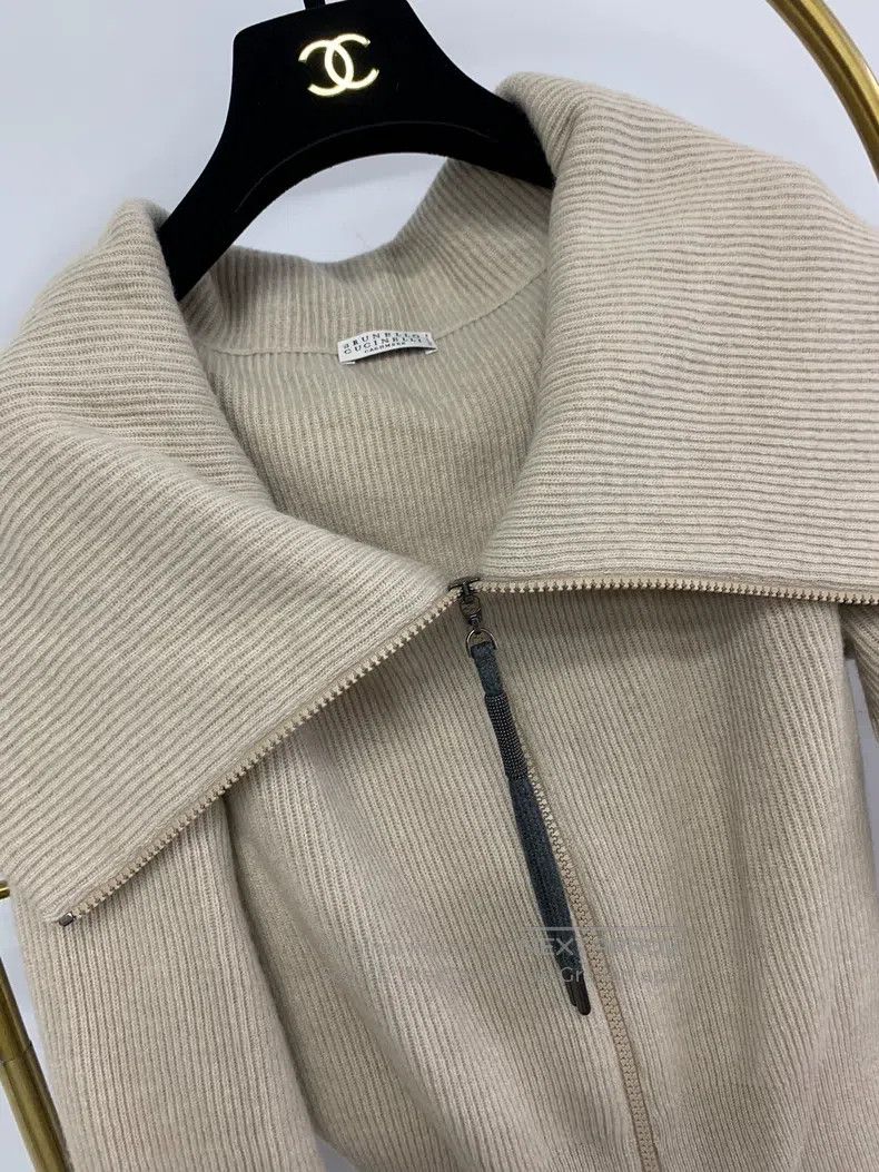 Brunello Cucinelli Brunello Cucinelli Large Lapel Cashmere Sweater Size M / US 6-8 / IT 42-44 - 2 Thumbnail