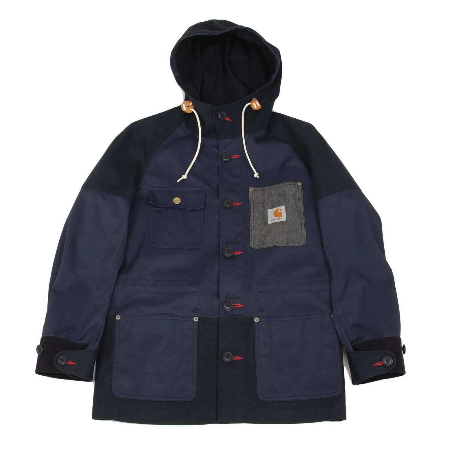 Color Block Hoodie Coverall in Navy Size XS