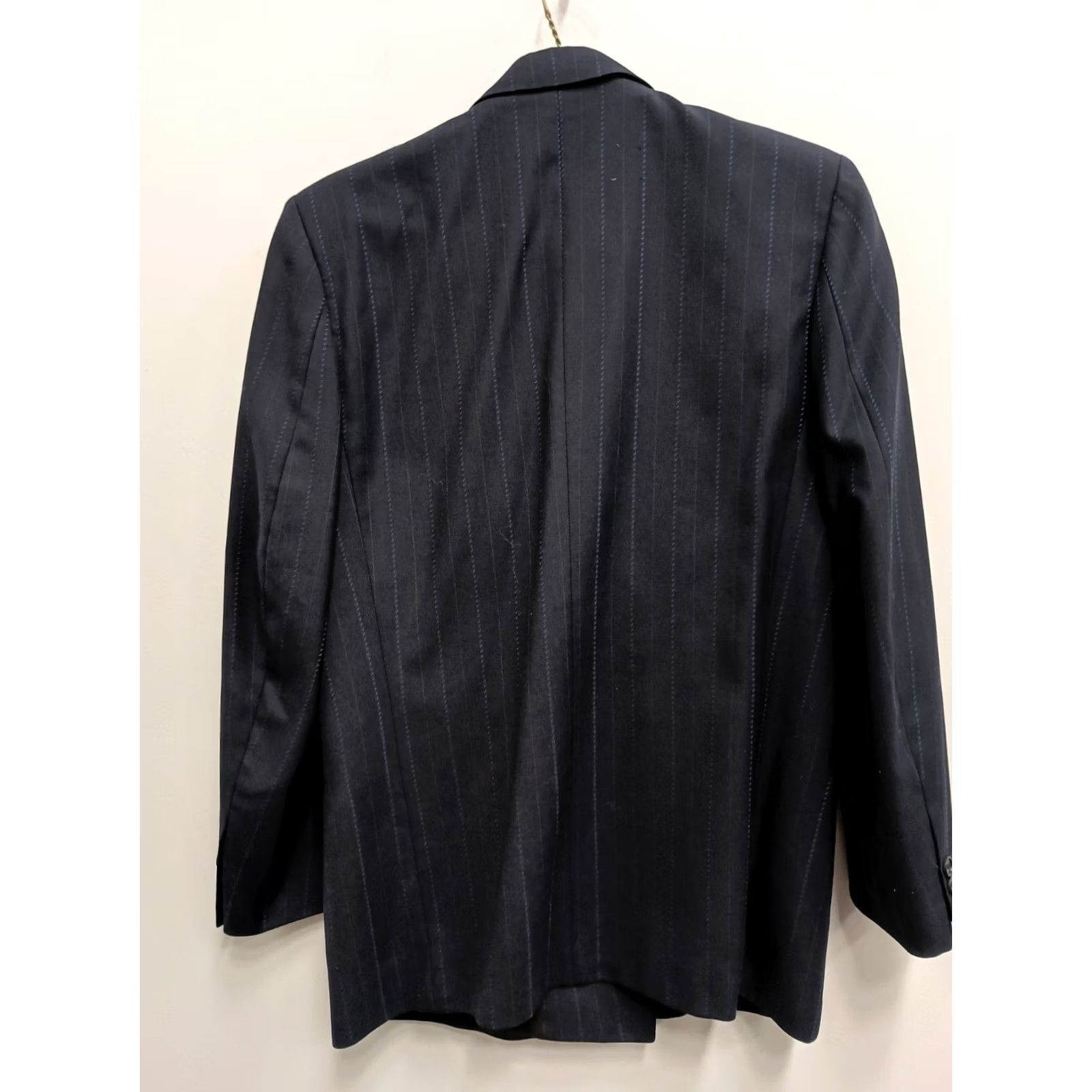 Hugo Boss VTG Hugo Boss Jacket Mens Sz 40R Navy Striped Pure Wool Double Breasted Sport Size US XXS / EU 40 - 5 Thumbnail