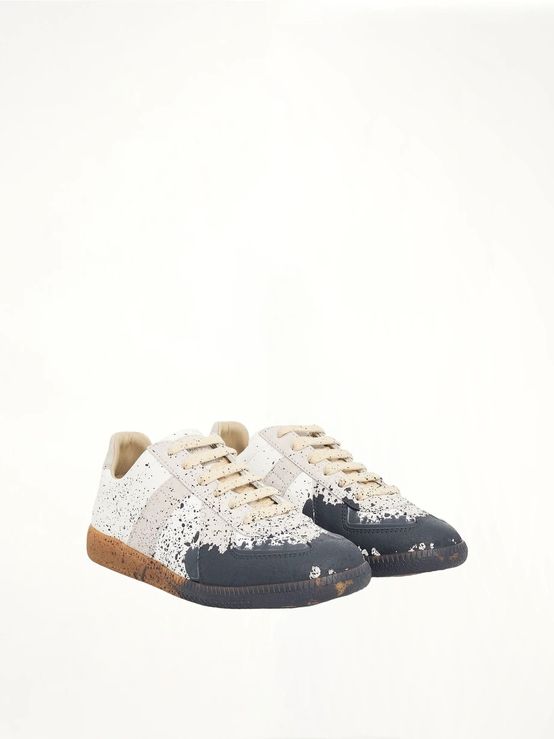 Maison Margiela o1w1db11225 Replica Paint Splatter Sneakers in White/Pewter Size US 9 / IT 39 - 2 Thumbnail