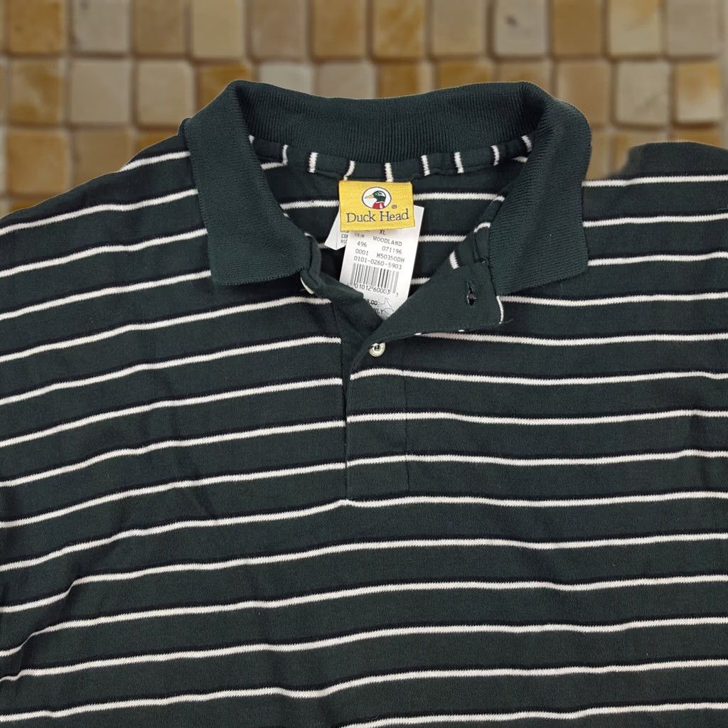 Vintage Duck Head Striped Green Polo Shirt Men's XL Outdoor Work Polo Shirt Button Vintage 90s Casual Hats? Size US XL / EU 56 / 4 - 1 Thumbnail