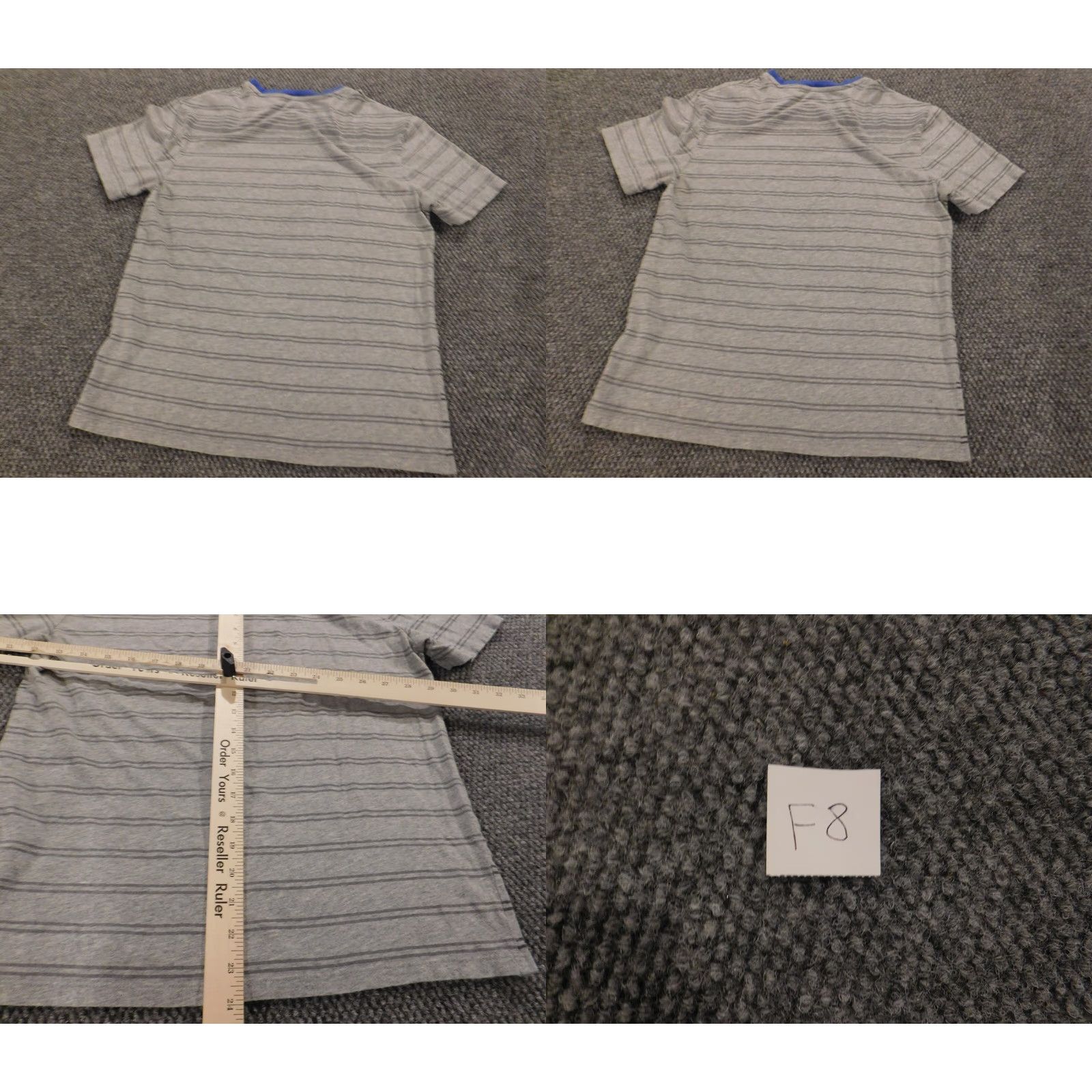 Elie Tahari Elie Tahari Shirt Mens Small Gray Striped Crew Neck Short Sleeve Cotton Logo Casual Size US S / EU 44-46 / 1 - 8 Thumbnail
