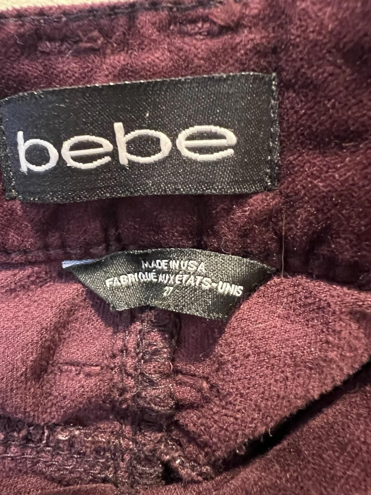 United Colors Of Benetton bebe Burgundy Velveteen Skinny Pants Size 7 Stretch USA Made Size 28" / US 6 / IT 42 - 3 Thumbnail