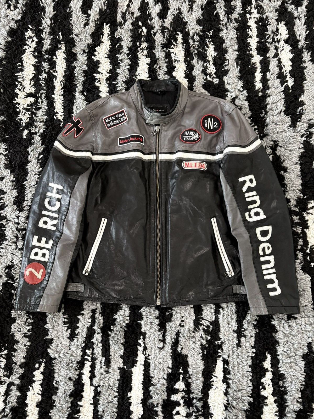 Other Y2K vintage moto style patches racing leather jacket Size US XL / EU 56 / 4 - 1 Thumbnail