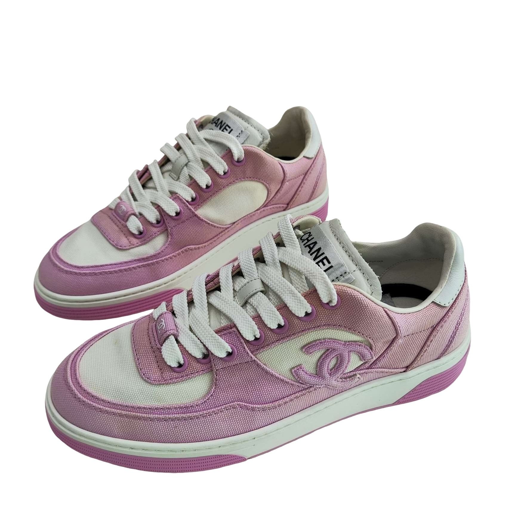 Chanel Chanel Pink Canvas Low-Top Sneakers Size 36 Size US 6 / IT 36 - 1 Thumbnail