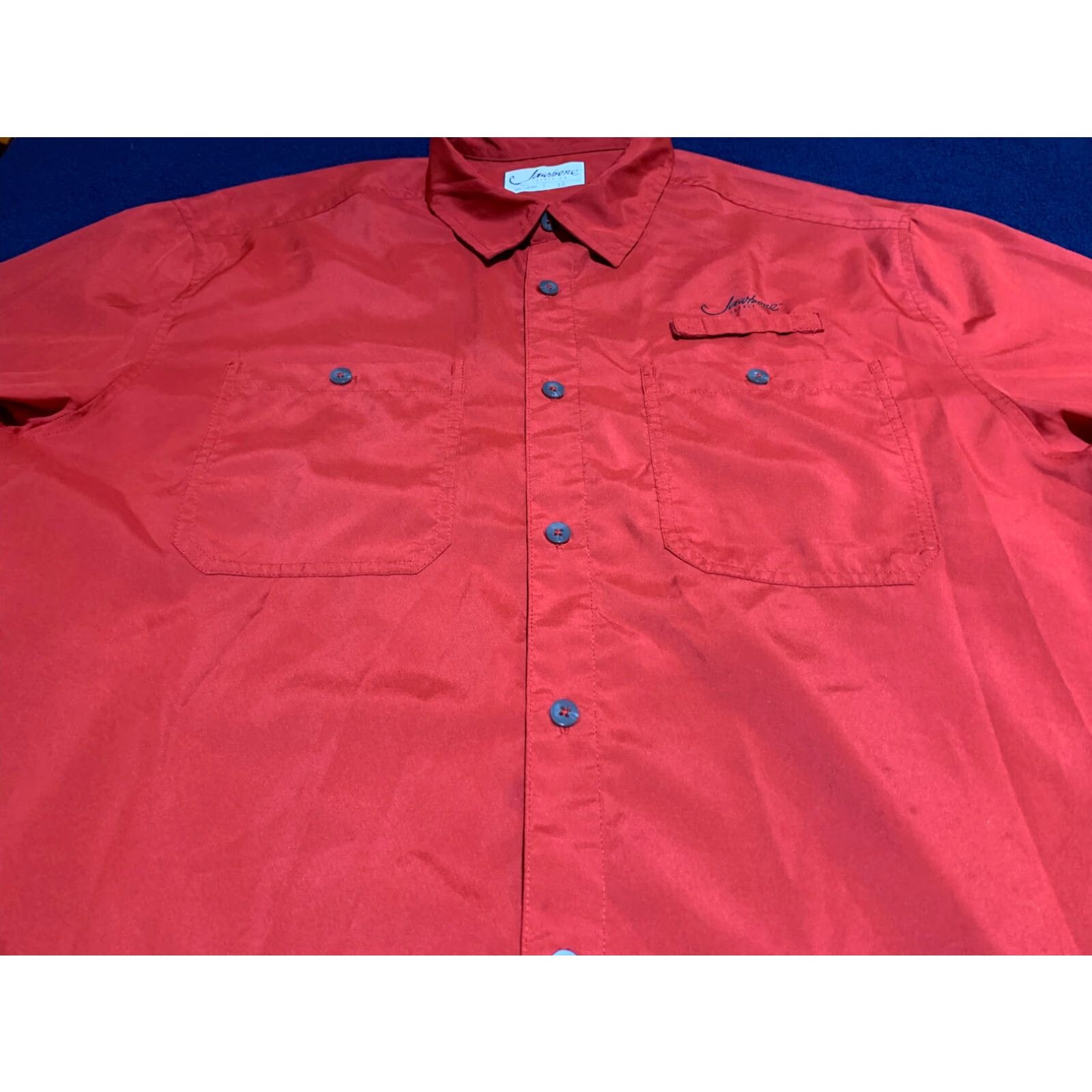 CO Jawbone Tackle Co Fishing Shirt Large Red Button Front Nylon Short Sleeve Size US L / EU 52-54 / 3 - 2 Thumbnail